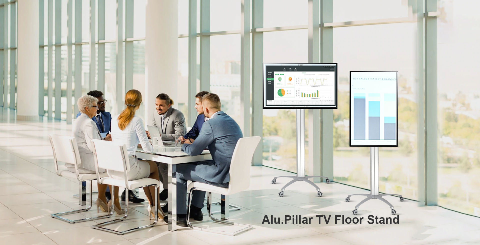 Alu.Pillar TV Floor Stand